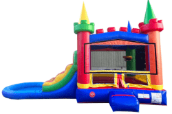 rainbow bounce house with dual lane water slide grand rapids 17676 1 Rainbow Castle Dual Lane Bounce House with Pool